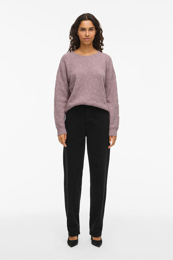 Vila Round neck - cross-knit jumper Pink
