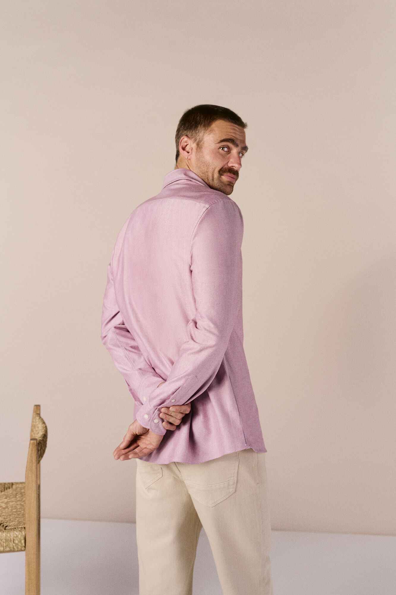 OOTO Camisa oxford lisa de manga comprida