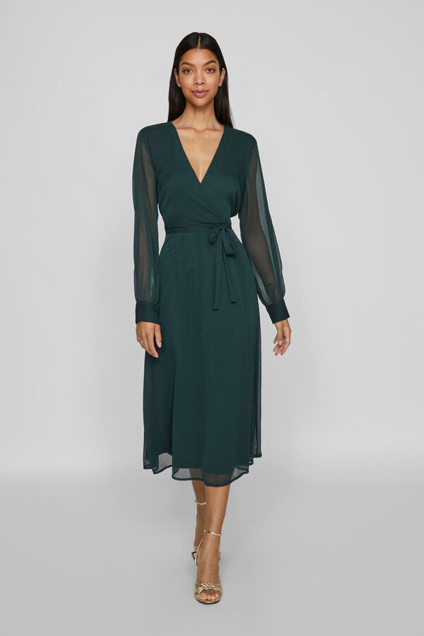 Vila Vestido midi de gasa Green