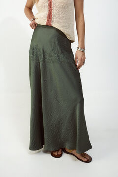 Slowlove Falda midi satinada con encaje