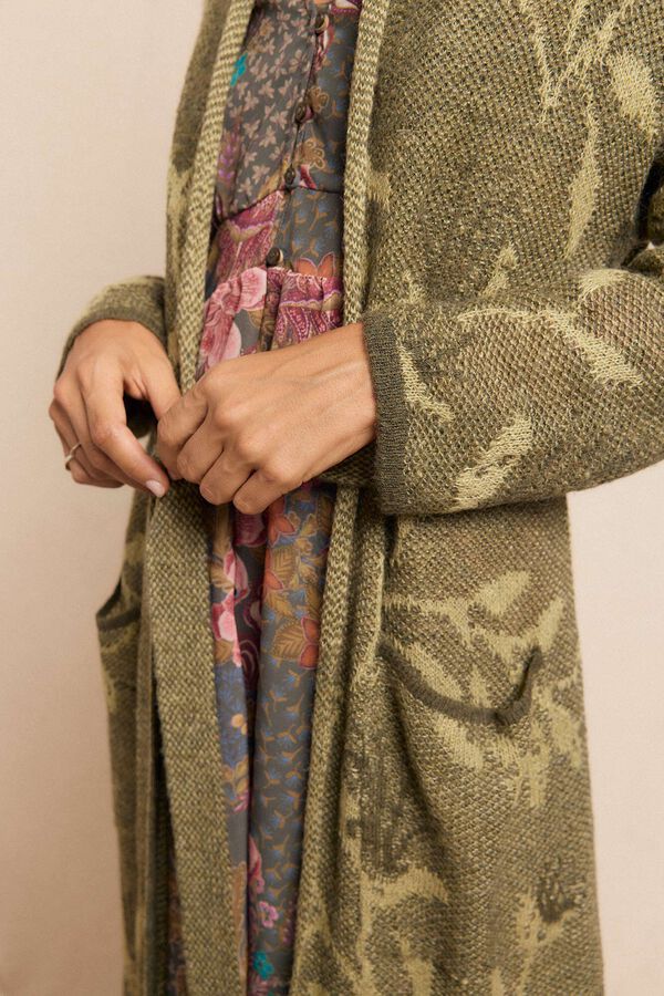 Slowlove Chaqueta larga jacquard verde