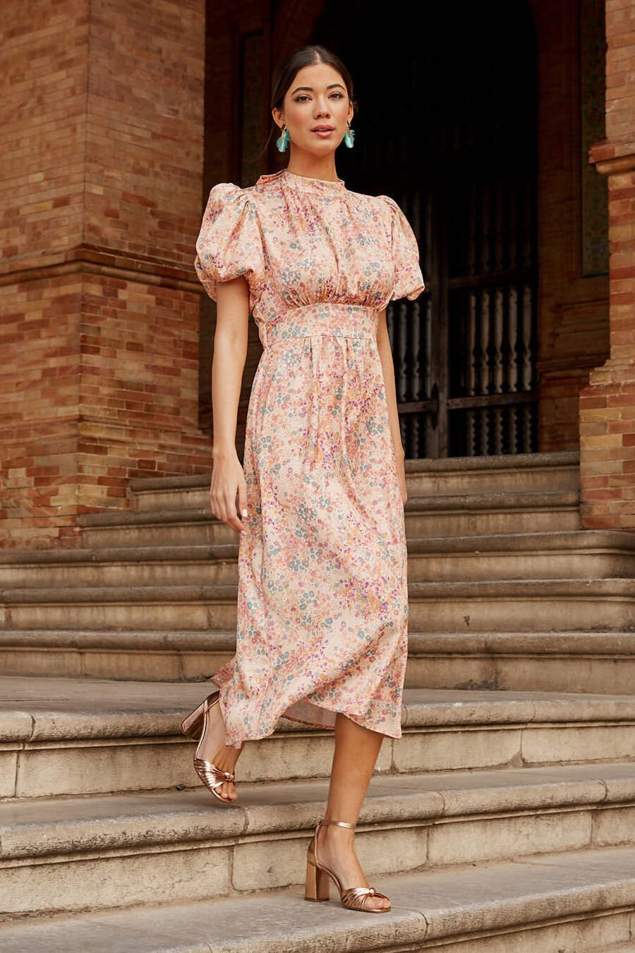 Vestido midi Teresa salmon