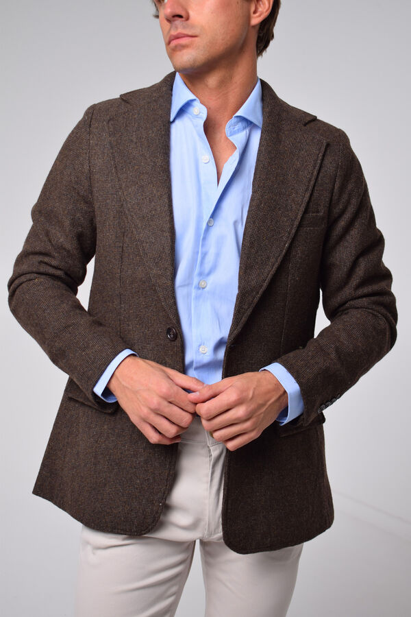 Cloking L&atilde; americana com pied-de-poule Castanho