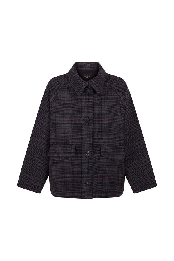 Cortefiel Short fabric coat Printed grey