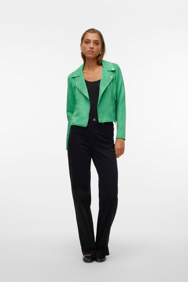 Vero Moda Blus&atilde;o em camur&ccedil;a com tachas Verde