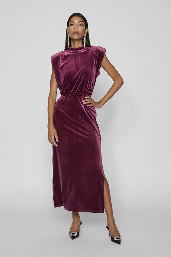 Vila Velvet midi dress Pink