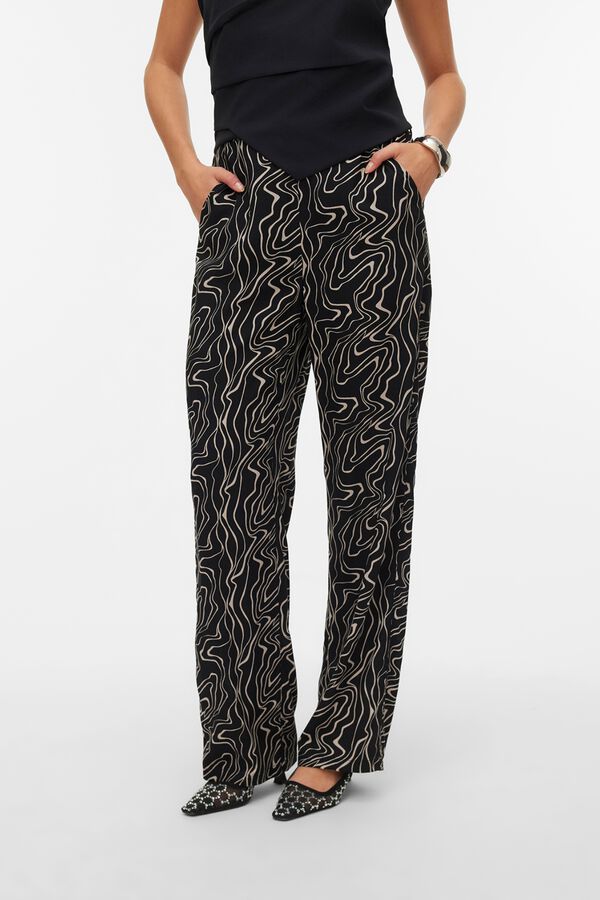 Vero Moda Pantal&oacute;n fluido estampado Negro