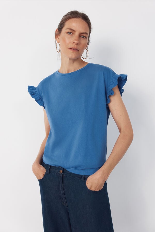 Cortefiel Camiseta b&aacute;sica volante Azul