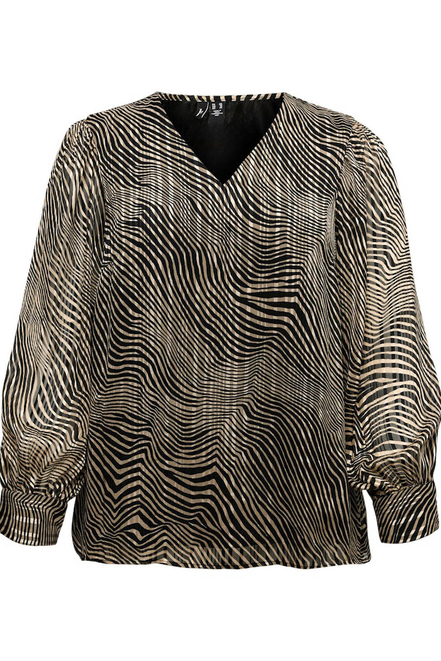 Top de manga larga y cuello pico talla grande