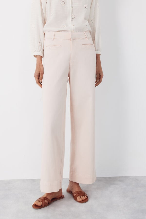 Cortefiel Pantalones Piping Rosa