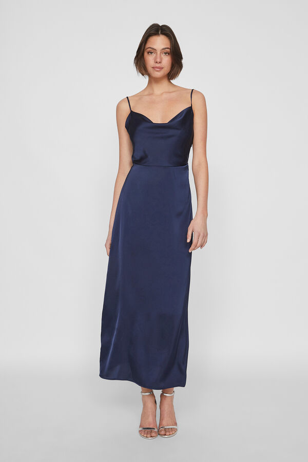 Vila Satin midi dress Navy