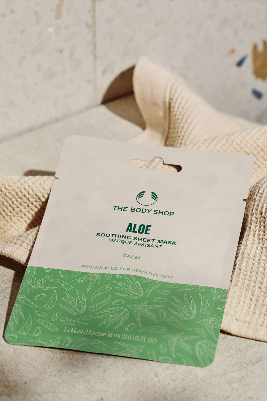 Mascarilla de tejido calmante de Aloe Vera