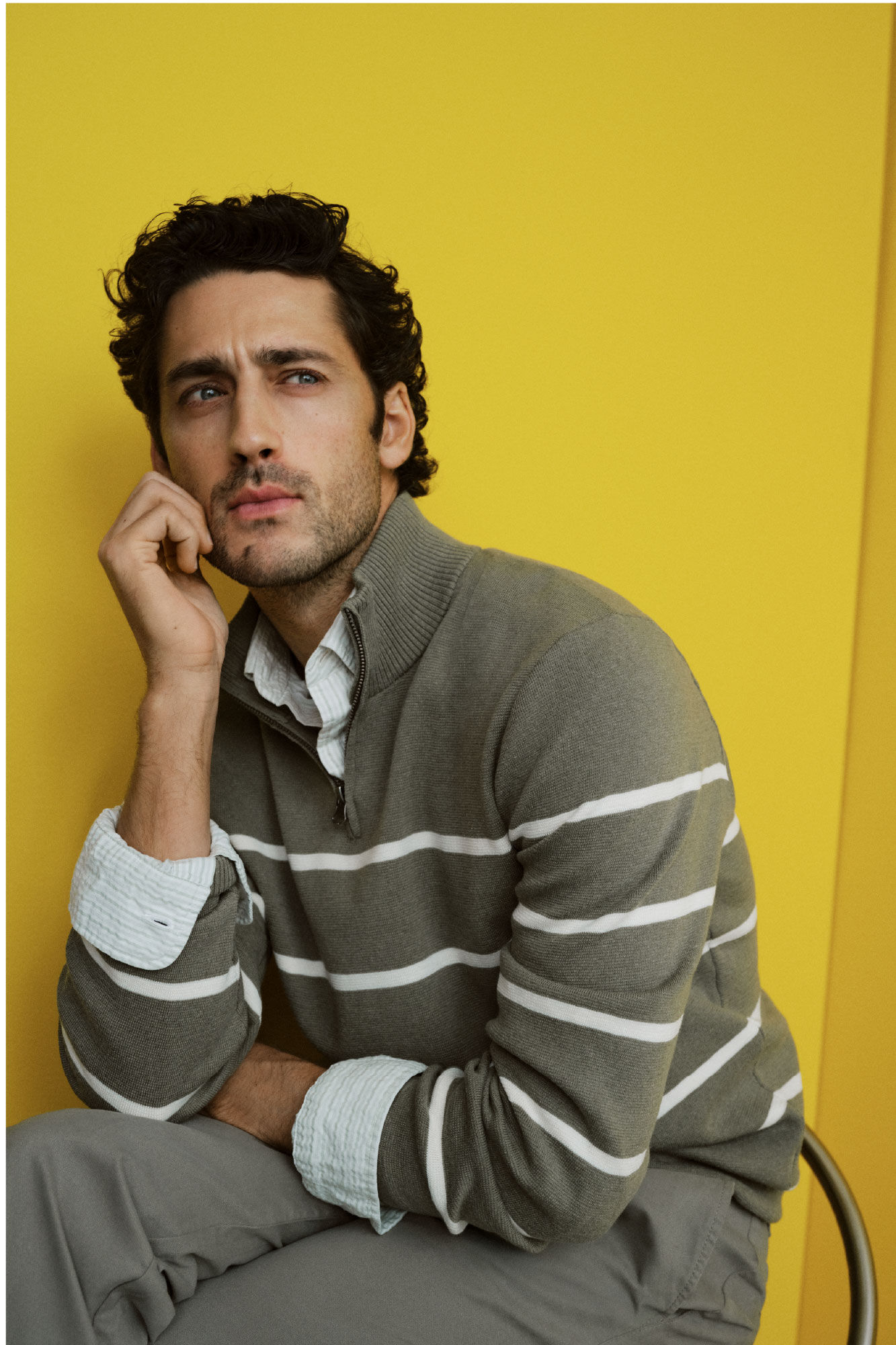 Cortefiel malha de riscas com fecho-&eacute;clair 