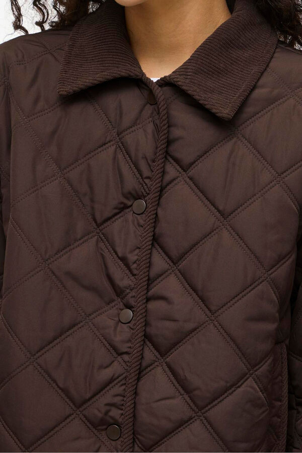 Vila Sobretudo acolchoado acolchoado com gola de veludo cotel&ecirc; Castanho