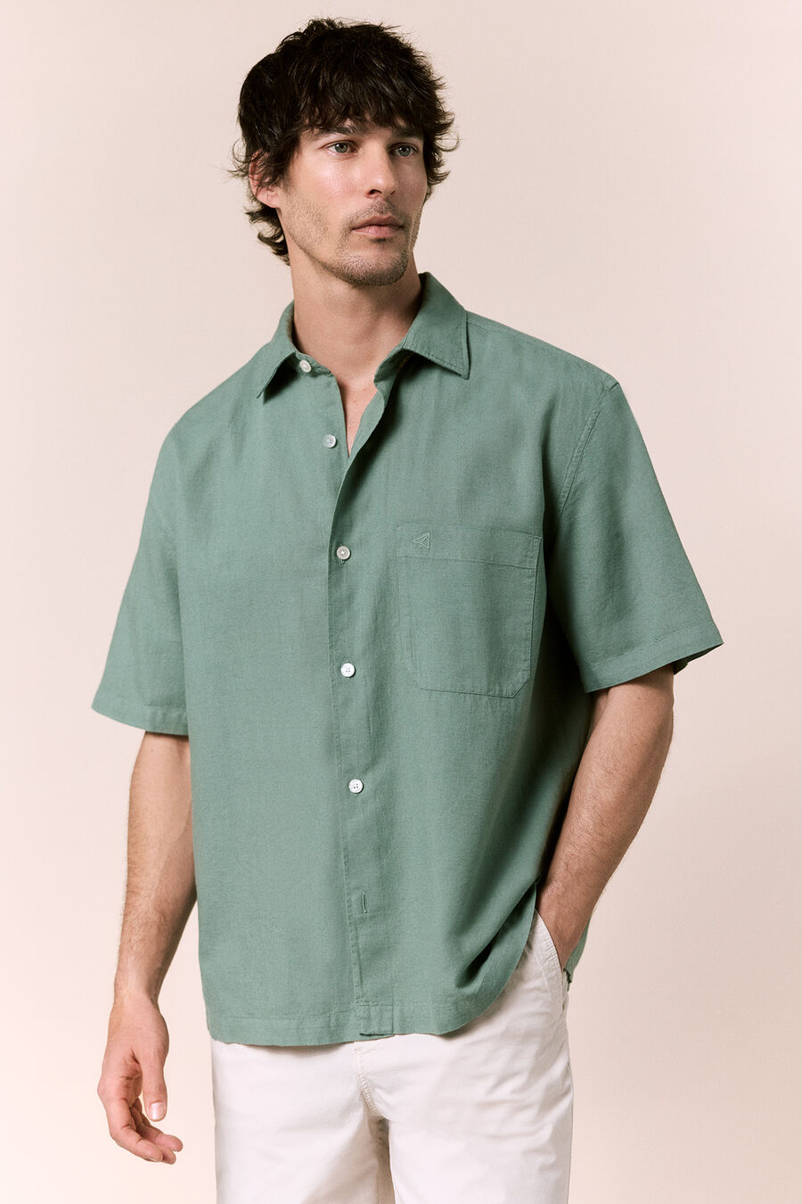 Camisa lino manga corta