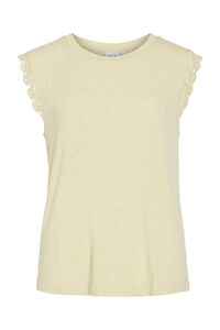 Vila Camiseta de mujer son encaje en mangas