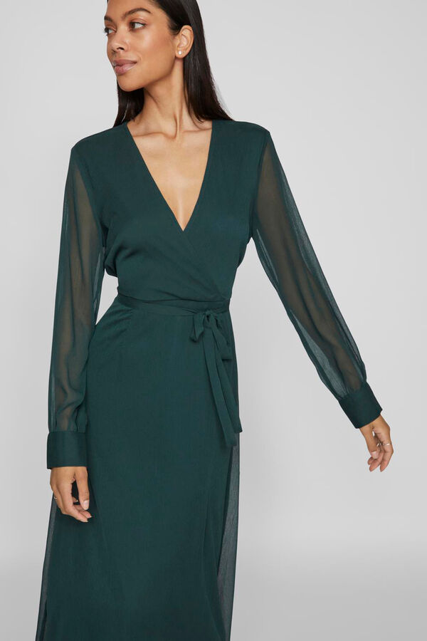 Vila Vestido midi de gasa Green