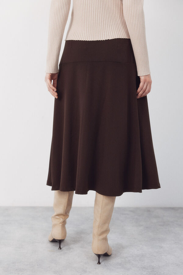 Cortefiel Falda vuelo botones Marr&oacute;n oscuro