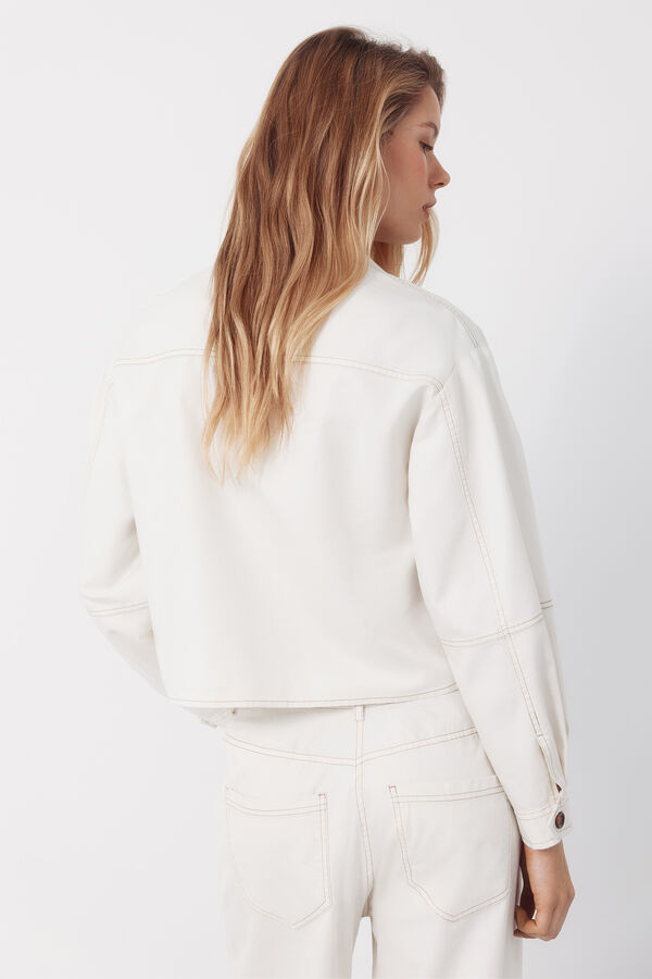 Cortefiel Soft denim shirt Ivory