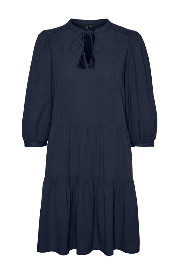 Vero Moda Balloon sleeve dress with drawstring neck Navy