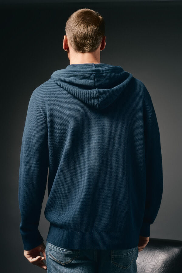 OOTO Cardigan com capuz e fecho-&eacute;clair Azul