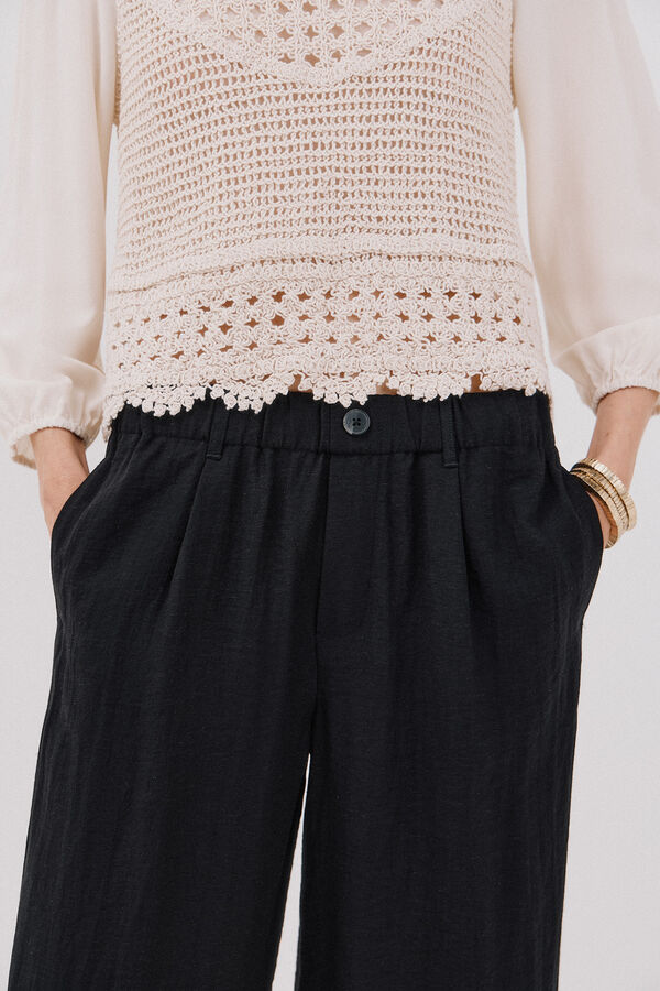 Cortefiel Pantal&oacute;n fluido ancho Negro