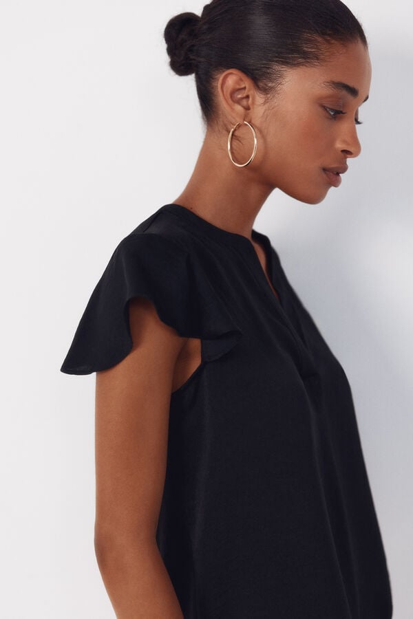 Cortefiel Blusa fluida manga vuelo Verde