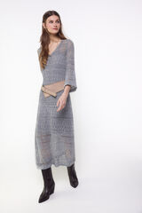 Slowlove Vestido punto calado Gris oscuro