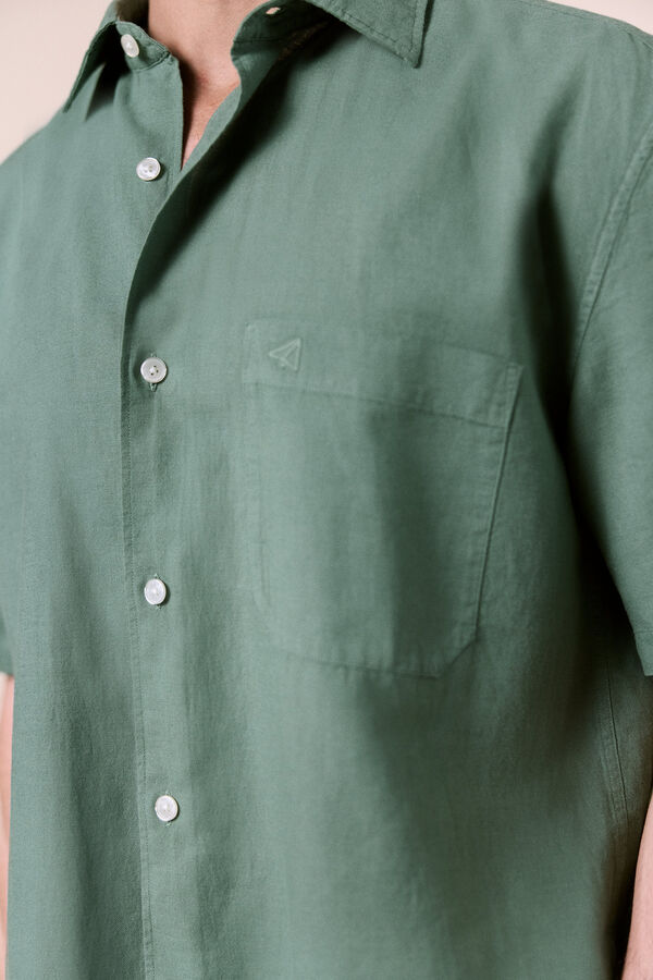 OOTO Linen short sleeve shirt Green