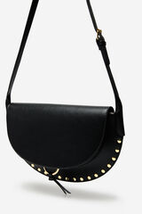 Cortefiel Studded flap flap bag Black