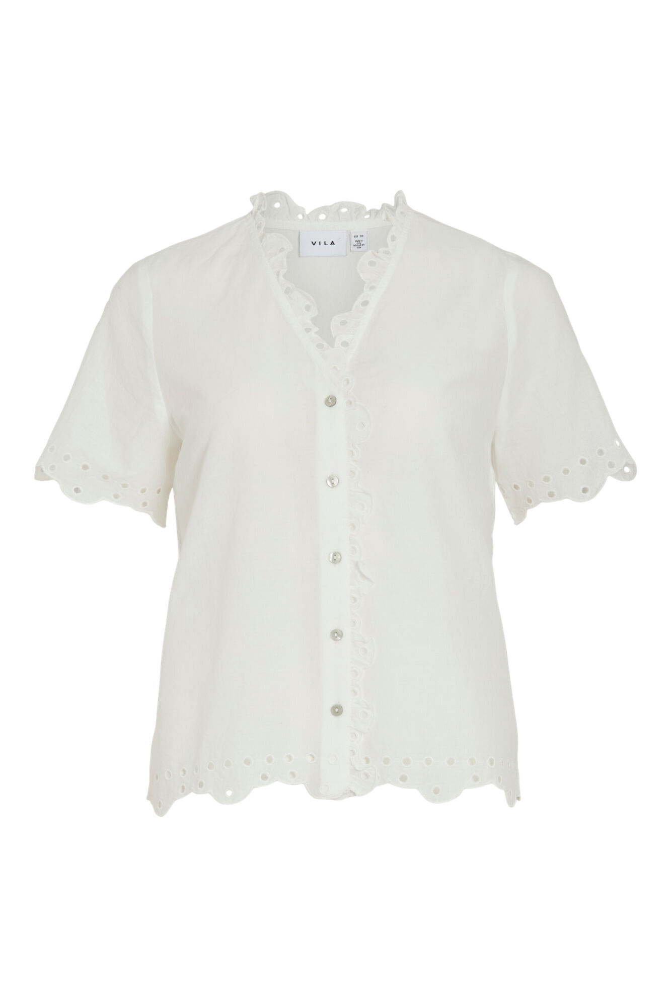 Vila Blusa con encaje ingl&eacute;s de algod&oacute;n org&aacute;nico