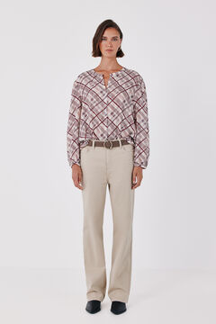 Cortefiel Blusa estampada xadrez