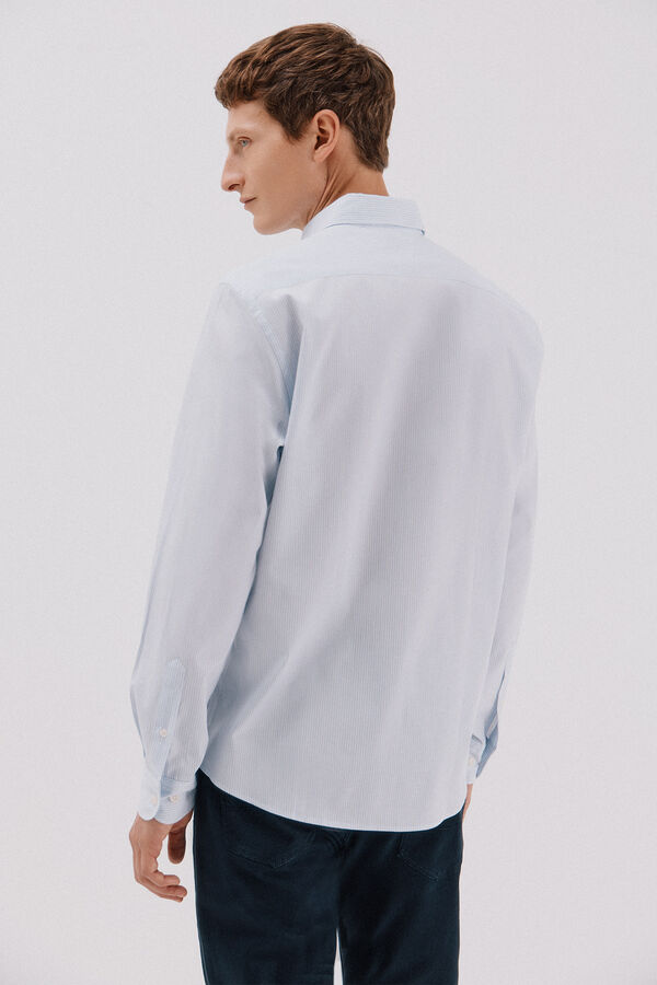 Cortefiel Camisa rayas algod&oacute;n tencel Blue