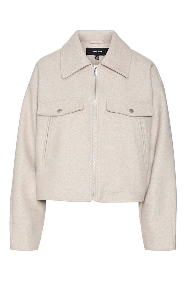 Vero Moda Chaqueta fieltro manga larga Beige