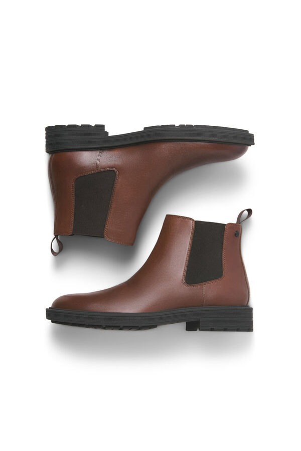 Jack & Jones Bot&iacute;n chelsea de piel Marr&oacute;n
