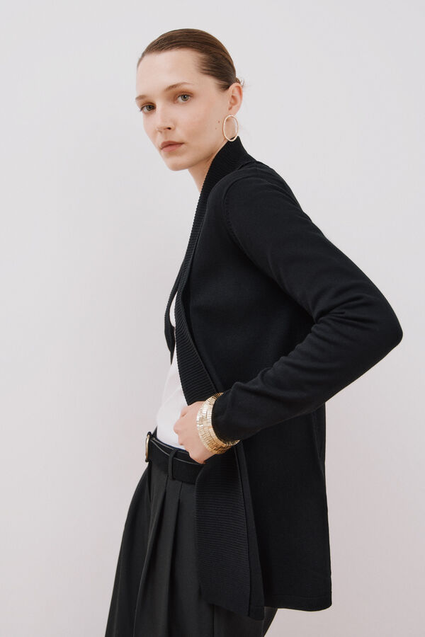 Cortefiel Chaqueta cuello chal Black