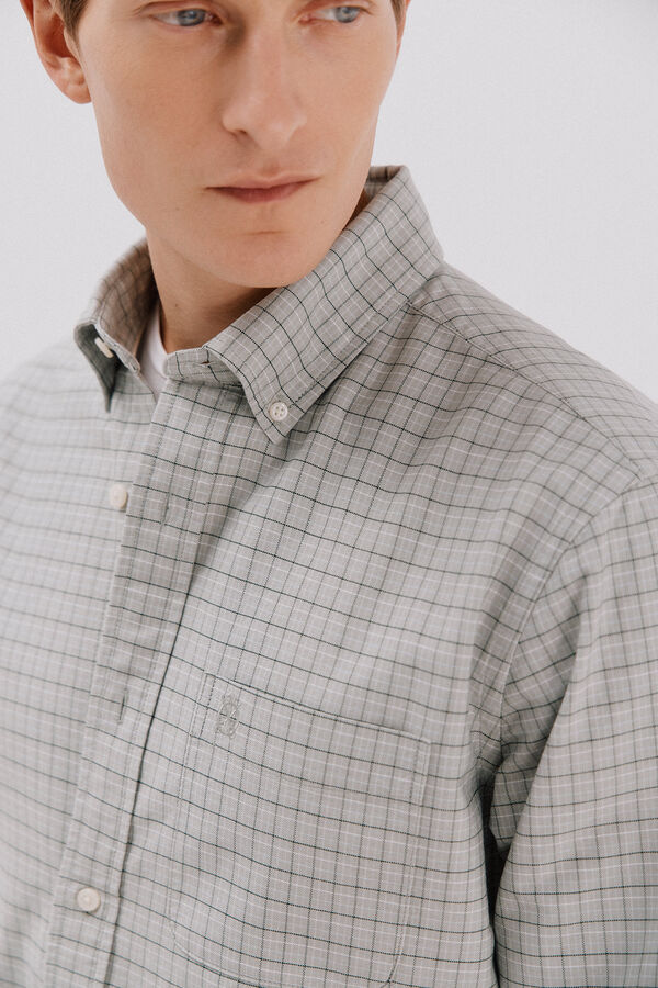 Cortefiel Camisa oxford cuadros Verde oscuro