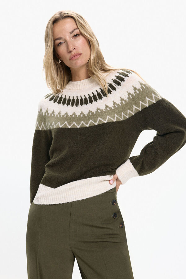 Vero Moda Jersey de mujer de manga larga con estampado verde