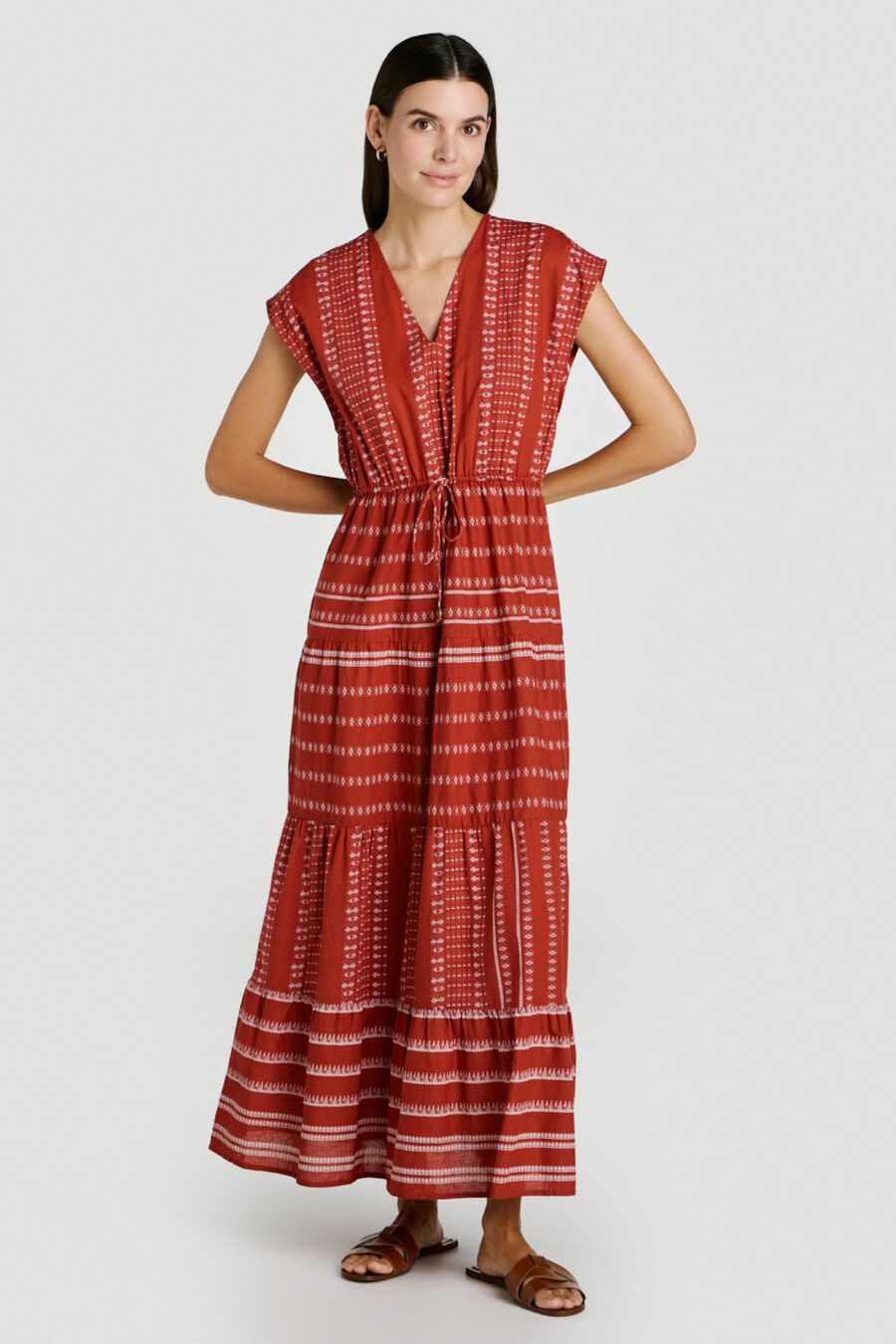 Vestido midi de algodón orgánico con estampado étnico