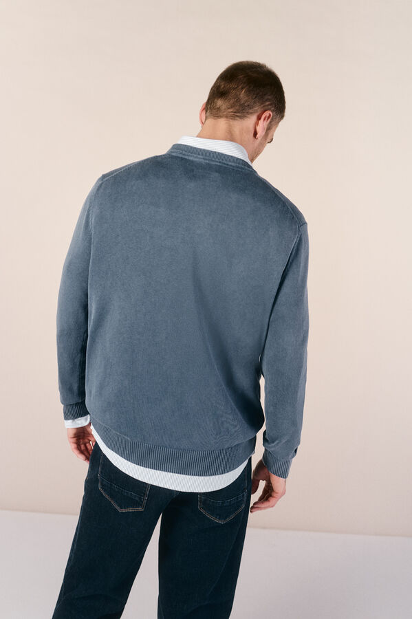 OOTO Jersey cuello redondo algod&oacute;n lavado Blue