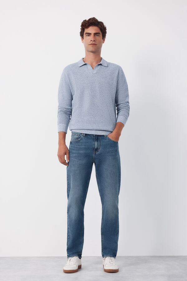 Cortefiel Jersey polo manga larga torzal Blue