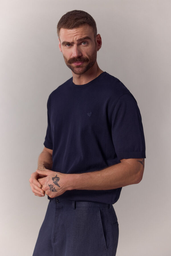 OOTO T-shirt camisola premium manga curta em algod&atilde;o Azul