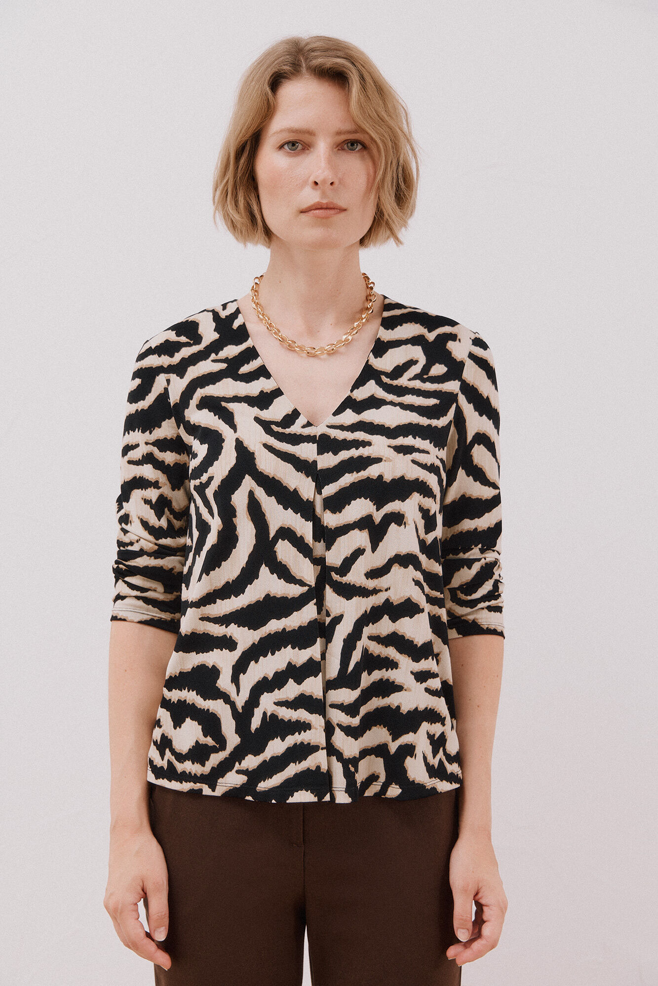 Cortefiel Top plissado flu&iacute;do