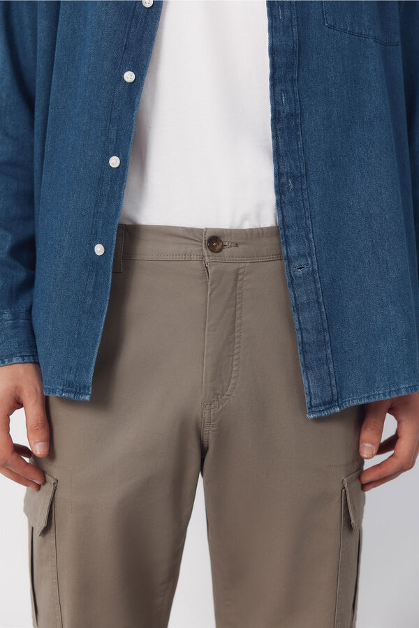 Cortefiel Pantal&oacute;n cargo tapered Kaki