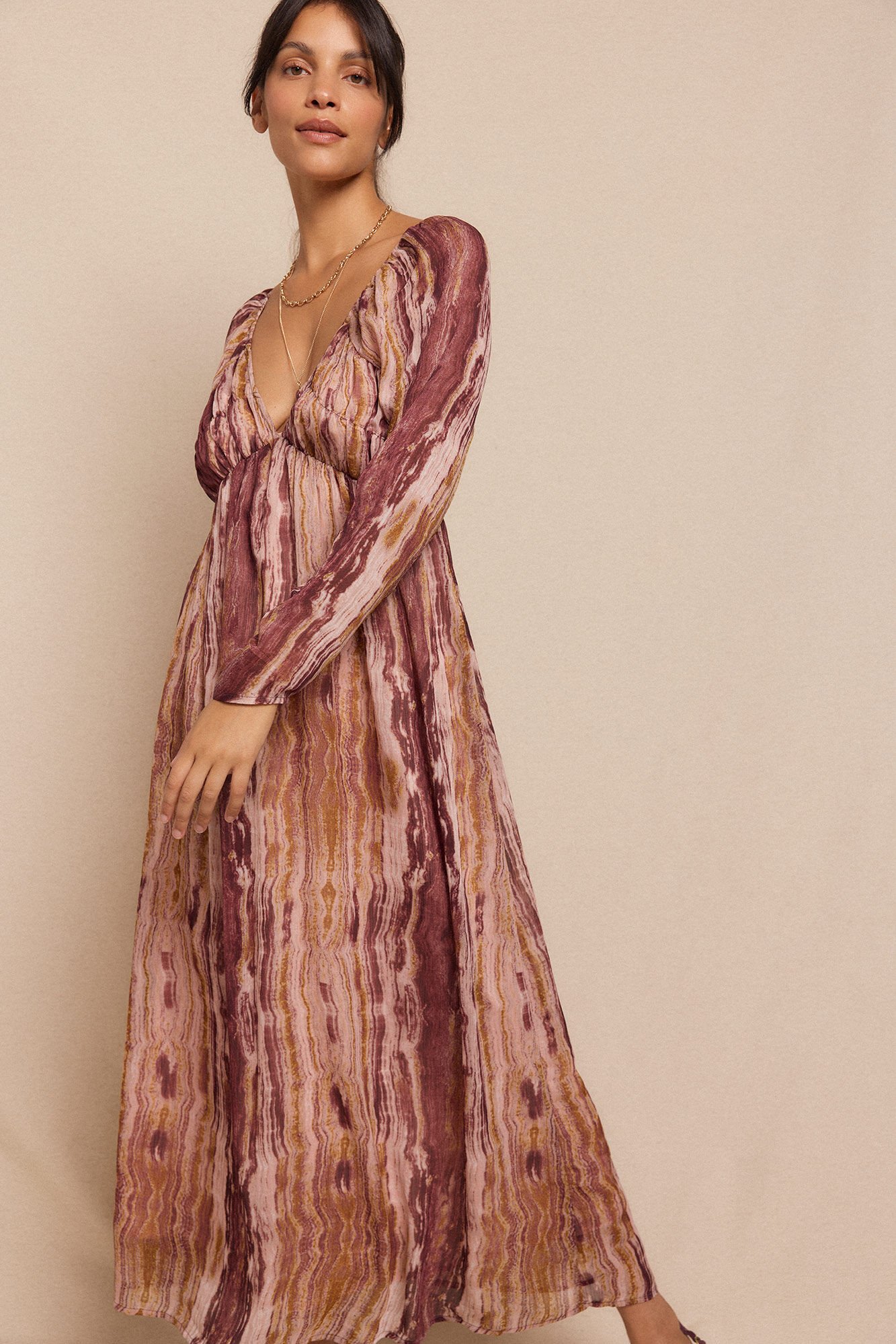 Slowlove Vestido estampado com franzidos