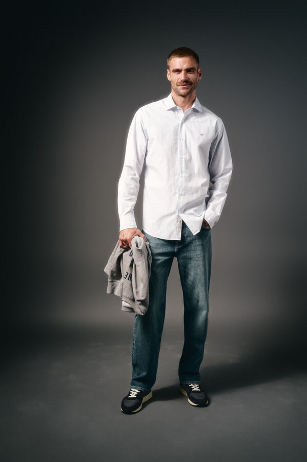 OOTO Camisa rayas popel&iacute;n Blanco