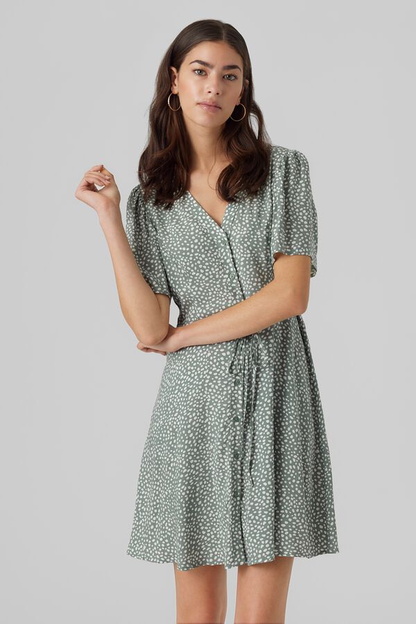 Vero Moda Vestido corto con botones Verde