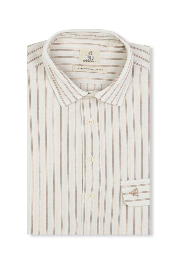 OOTO Polera de algod&oacute;n con lino Ecru