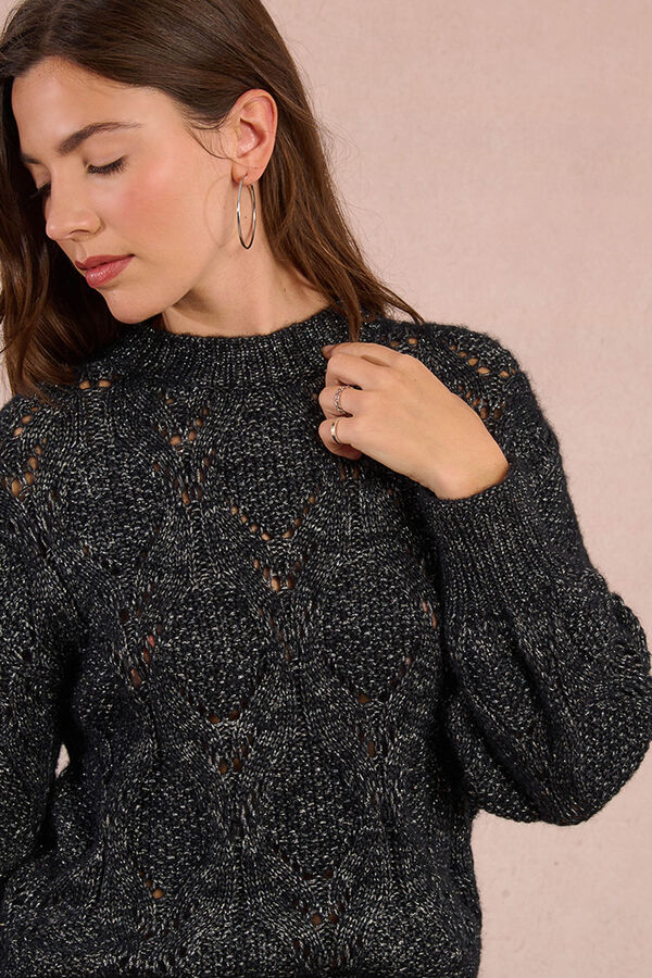 Molly Bracken Jersey de manga larga en punto calado Negro