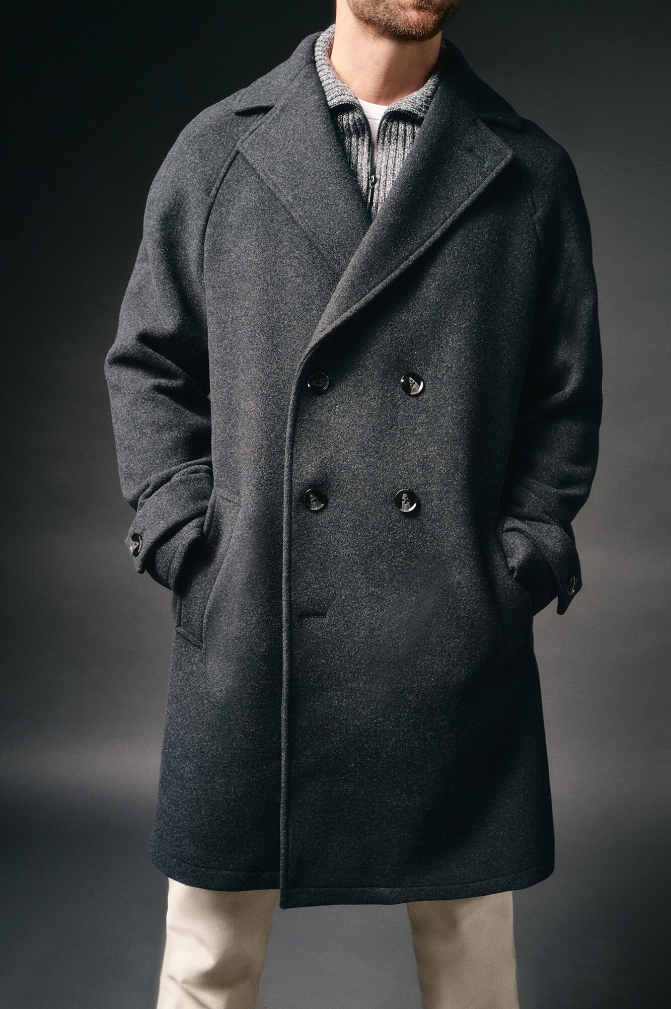 OOTO Abrigo cruzado de lana